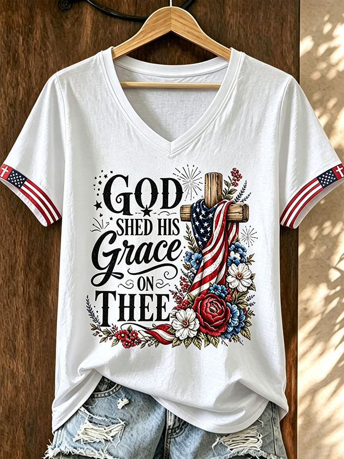 Women's American 250 Cross V-neck 3/4 Sleeve Casual T-shirt