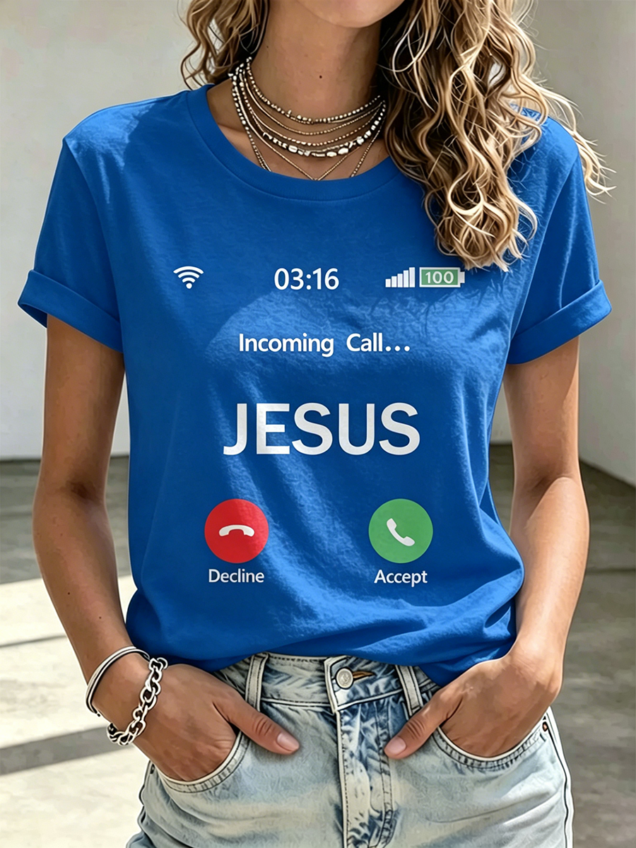 Faith Cross Printed Round Neck Top
