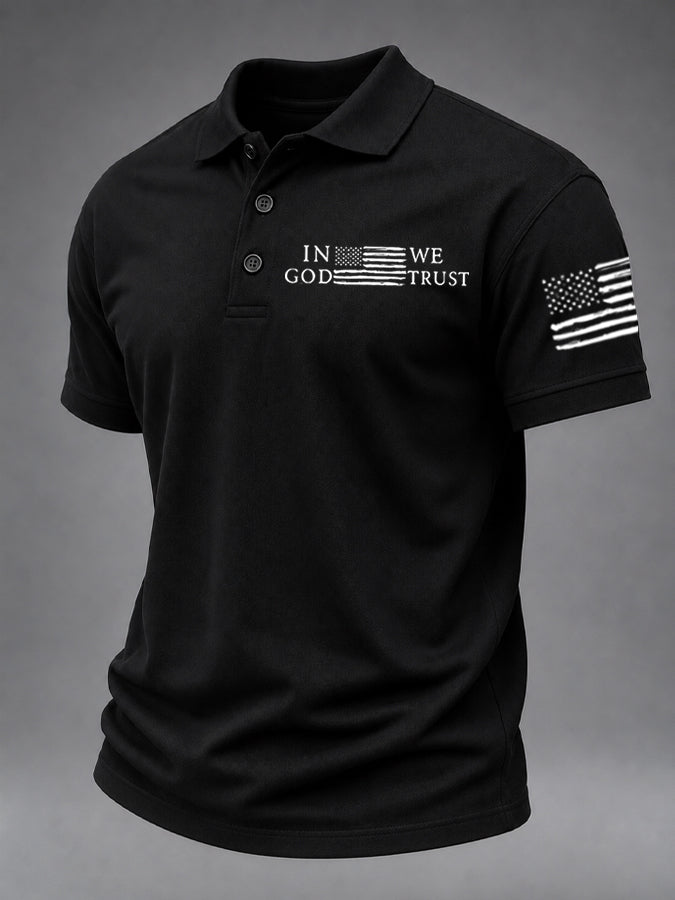 Men'S America 250 In God We Trust Printed Casual Polo Shirt