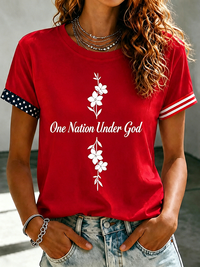 Women'S America Flag Printed Casual T-Shirt
