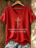 Faith In Jesus Slogan Slogan Commemorative Print Casual T-Shirt