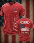 Men'S Casual 250Th Anniversary Commemorative Printed T-Shirt For The Founding Of The United States