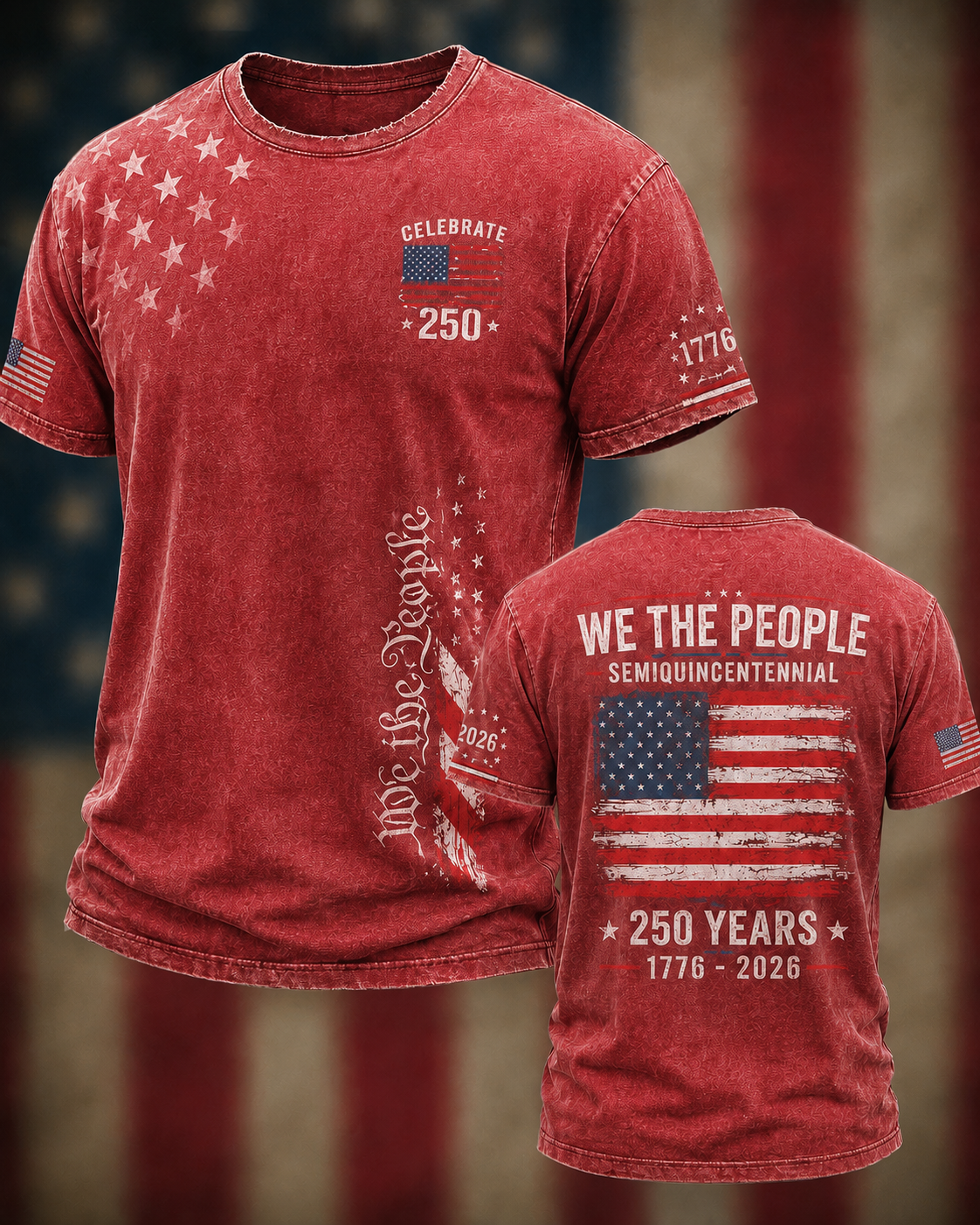 Men'S Casual 250Th Anniversary Commemorative Printed T-Shirt For The Founding Of The United States