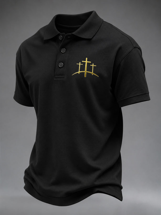 Men's Faith Cross Printed Casual Polo Shirt