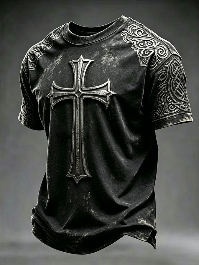 Men'S Faith Cross Printed Printed Casual T-Shirt