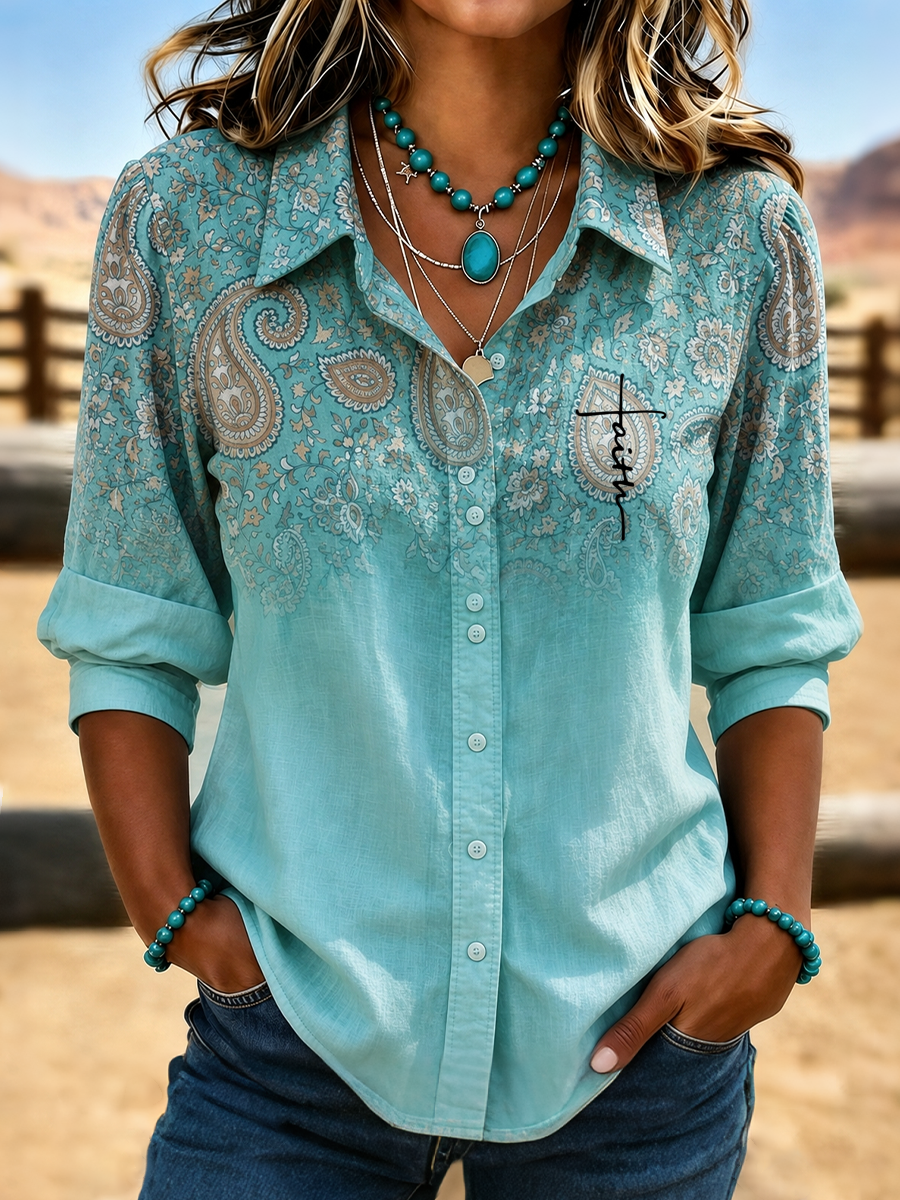Retro Classic Ethnic Floral Women's Shirt