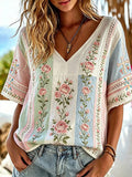 Women's Faith Casual Embroidered Spliced Top