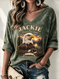Women'S V-Neck Jackie Forever Our Queen Printed T-Shirt
