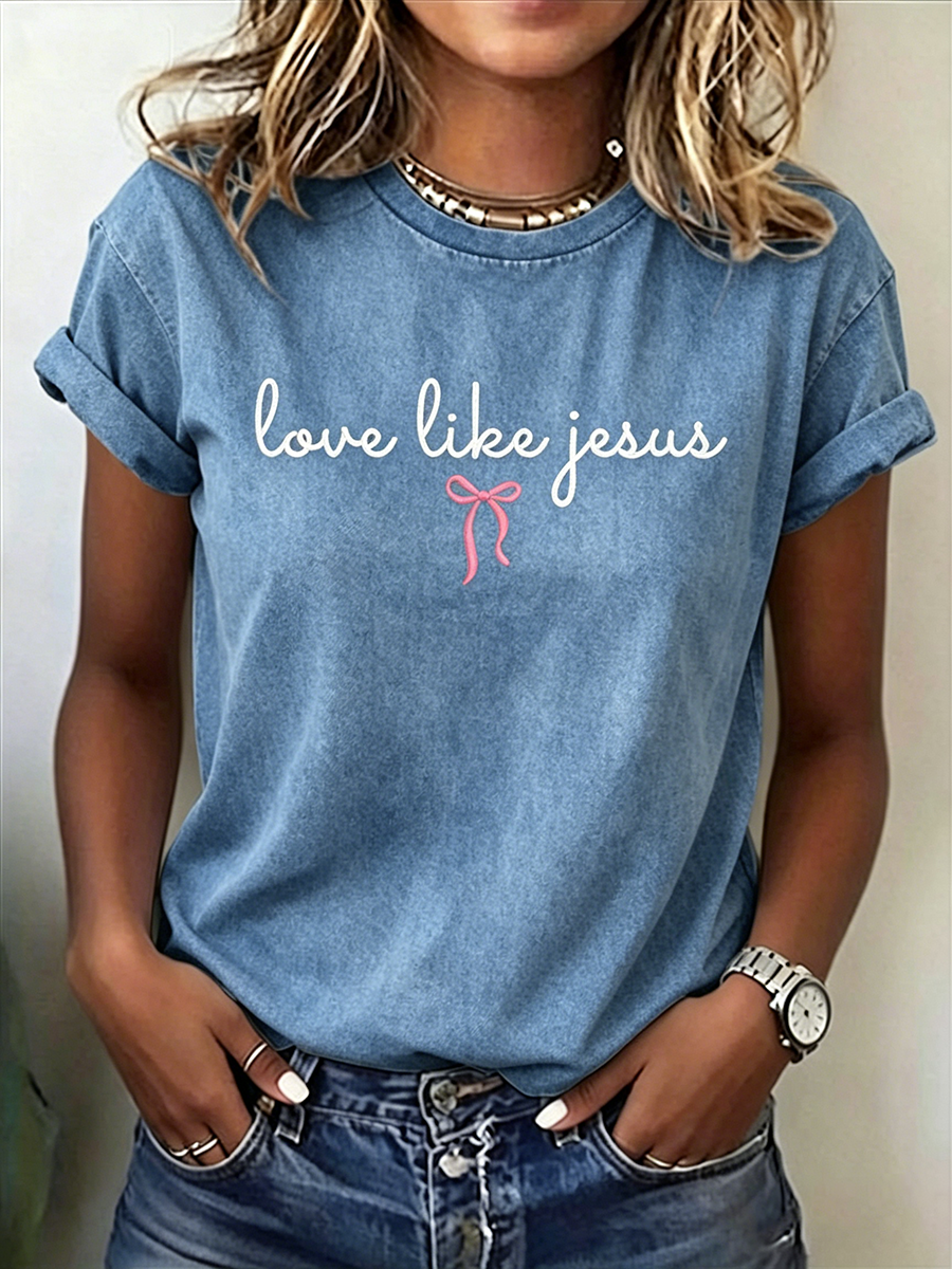 Faith In Jesus Slogan Slogan Commemorative Print Casual T-Shirt