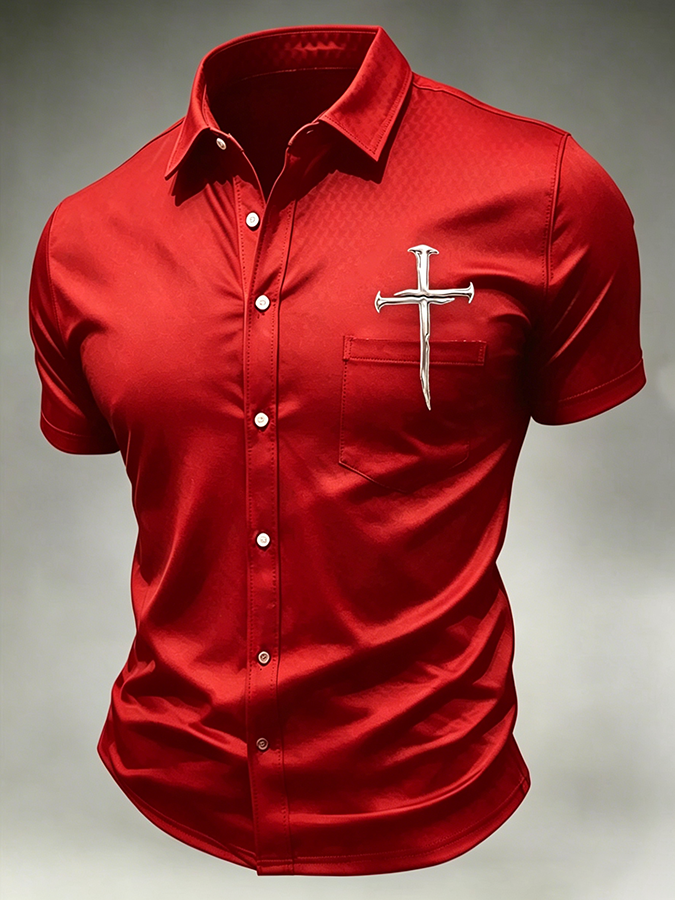 Men's Faith Cross Printed Casual Shirt