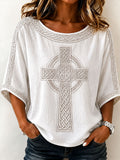 Women's Cross Printed Casual Top