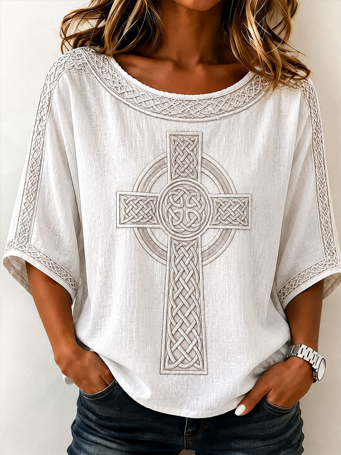 Women's Cross Printed Casual Top