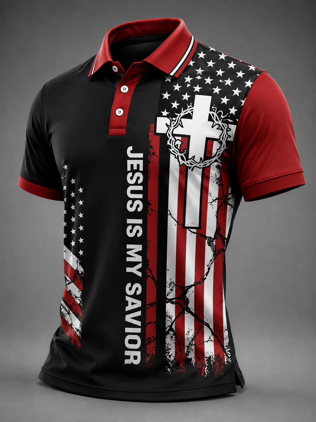 Men'S 250Th Anniversary Commemorative Faith Art Printed Polo Shirt