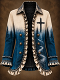Women's Faith Art Print Casual Ruffled Shirt Jacket