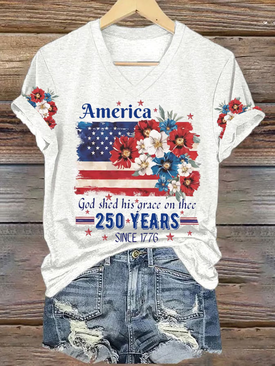 Women's Independence Day Casual Printed Short-Sleeve T-shirt