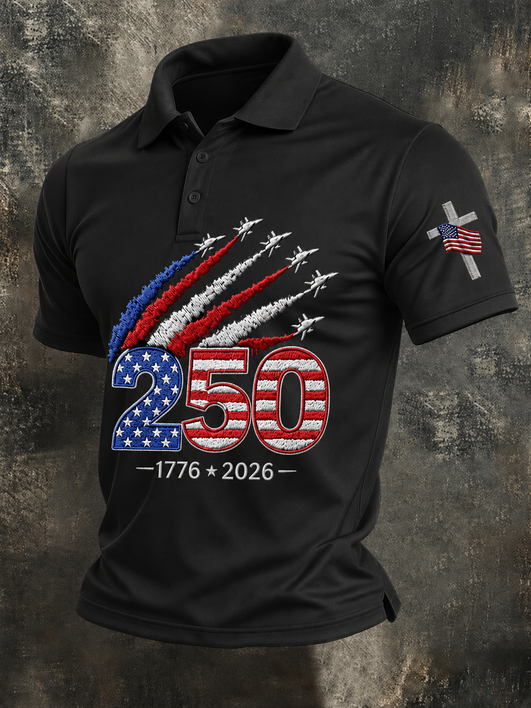 Men'S Retro 250Th Anniversary Celebration Printed Polo Shirt