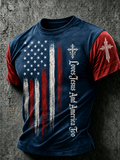 Men'S Loves Jesus And America Too Printed T-Shirt