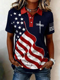 Women'S Faith American Flag Printed Casual Collar Shirt