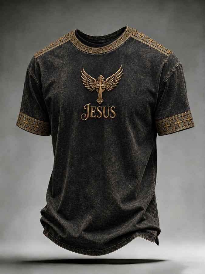 Men'S Vintage Vintage Faith Printed Casual T-Shirt
