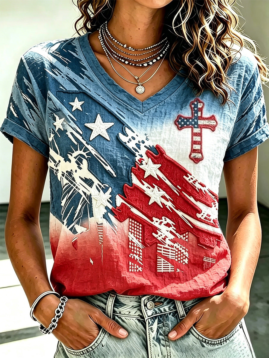 Women's Independence Day Casual Printed Short-Sleeve T-shirt
