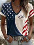 Women's American Flag Printed Casual T-shirt