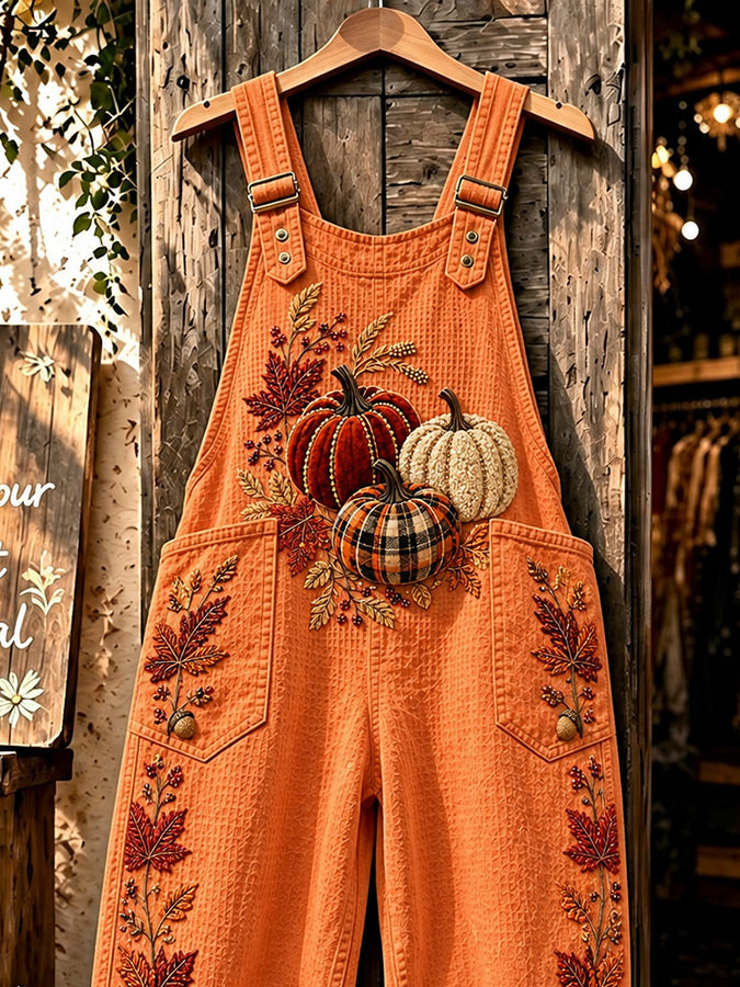 Women'S Retro Autumn Pumpkin Print Workwear