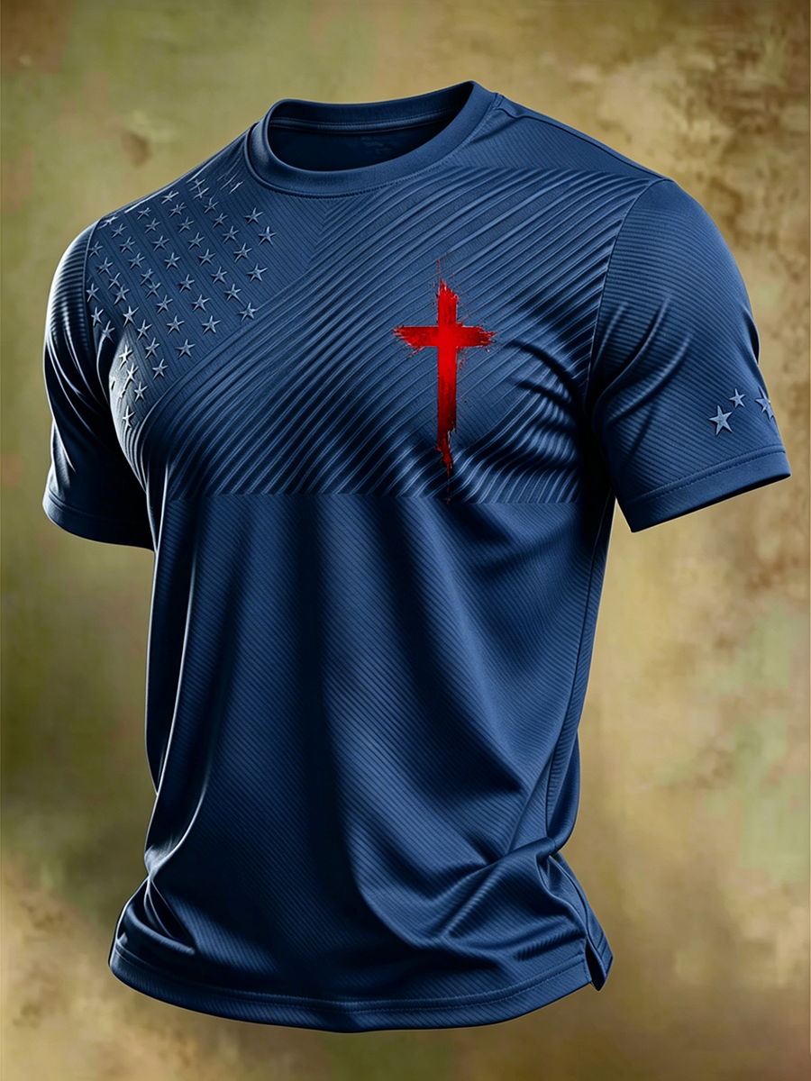 Jesus Faith Memorial Washed Vintage Printed Round Neck T-Shirt