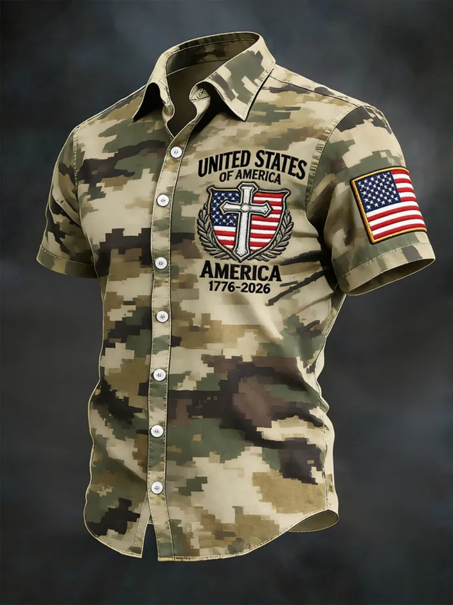 U.S. Faith Camouflage Print Men's Short-Sleeve Shirt