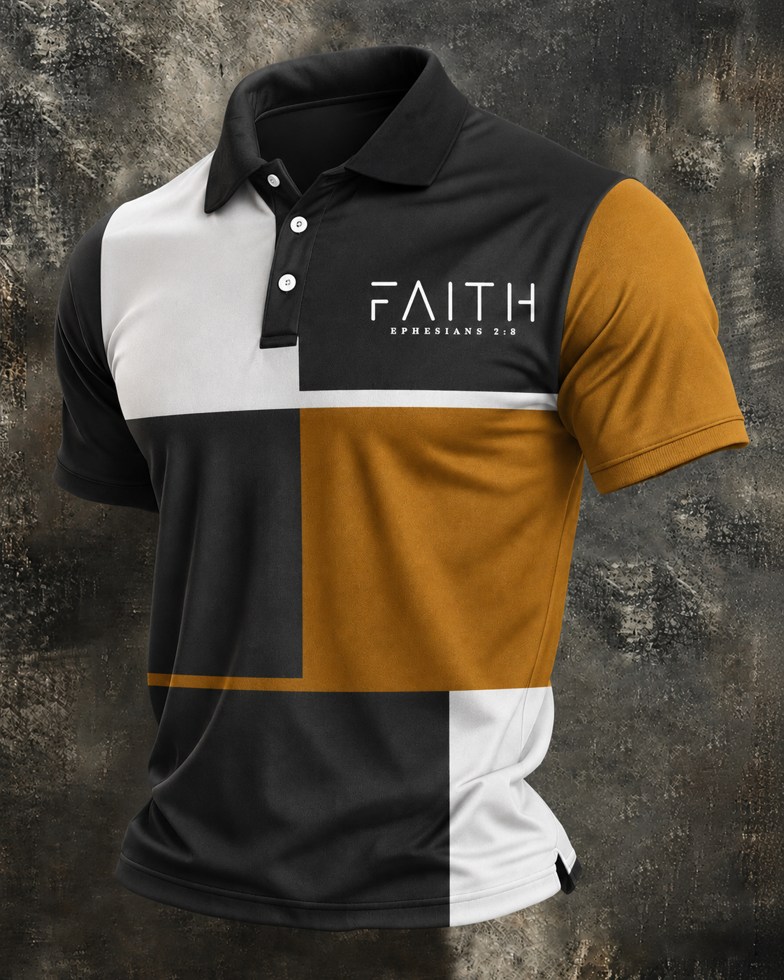 Men'S Retro Faith Printed Lapel Shirt