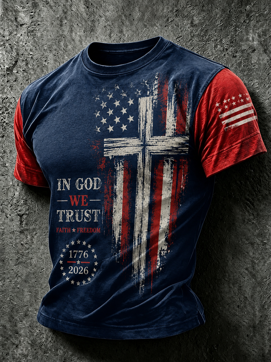 Men'S Faith Cross Printed Casual T-Shirt
