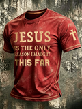 Religious Faith Cross Jesus Washed Into Old Printed Round Neck T-Shirt