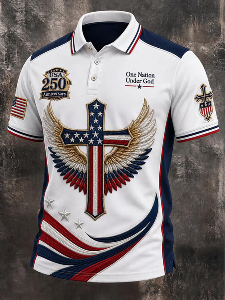 Men'S Retro Cross 250Th Anniversary Edition Short Sleeve Polo Shirt