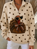 Women's Casual Thanksgiving Turkey Football Print Top