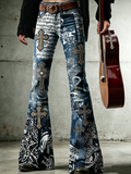 Women'S Black Cross Halloween Gothic Jeans