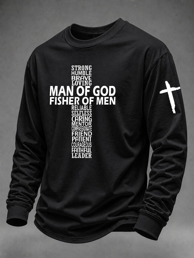 Men'S Faith Printed Casual Long Sleeved T-Shirt