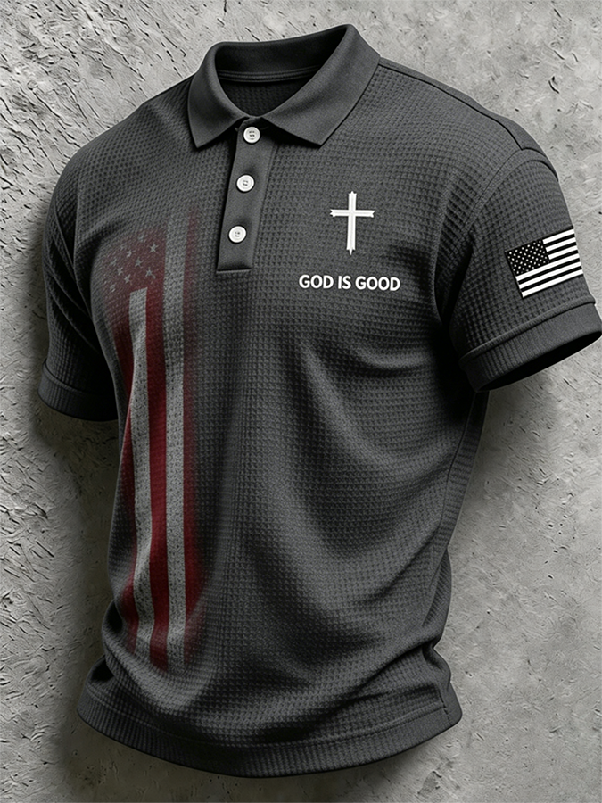 Men's God Good Cross Flag Retro Shirt