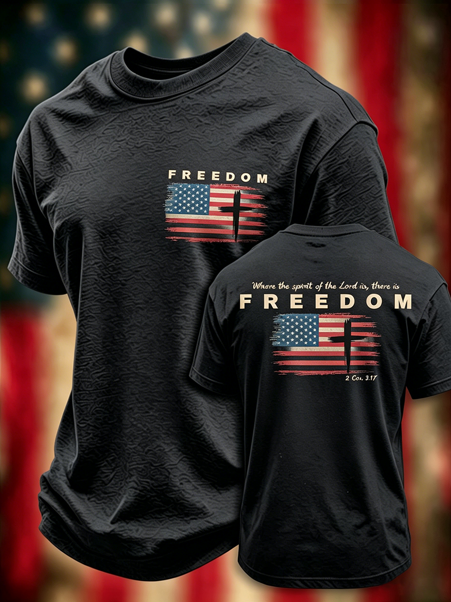 Freedom Faith Printed Round Neck T-Shirt From The United States