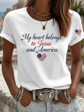 My Heart Belongs To Jesus And The American Letter T-Shirt