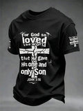 Men's Christian For God So Loved The World Cross Short Sleeve O-neck T-shirt