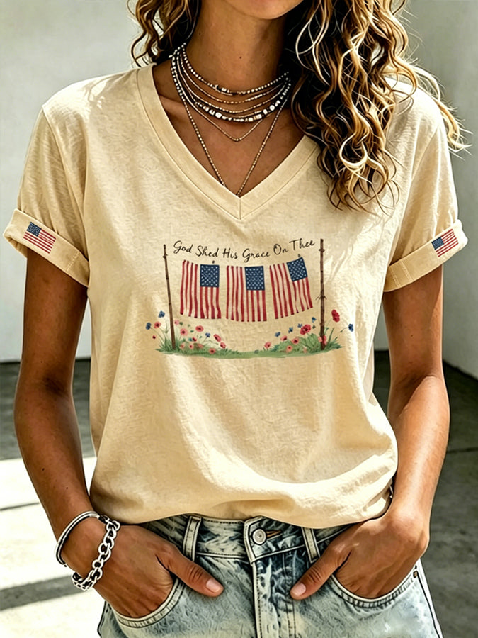 Women'S 250Th Anniversary Patriotic Printed Casual T-Shirt