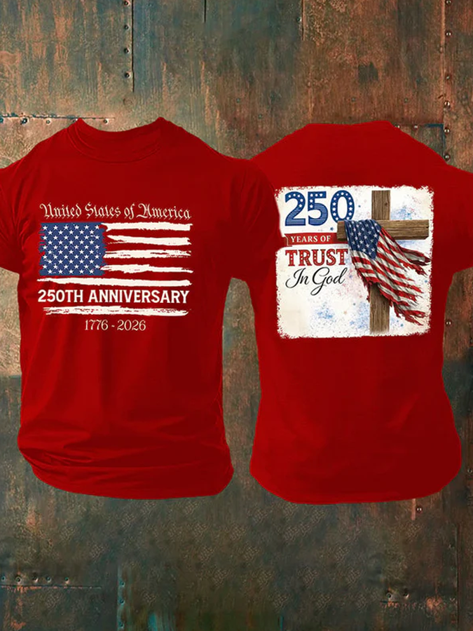 Men's America Flag Print Short Sleeve T-Shirt