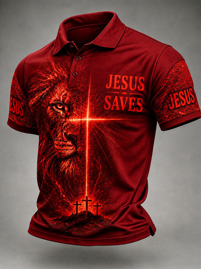 Men'S Casual Faith Printed Short Sleeved Polo Shirt