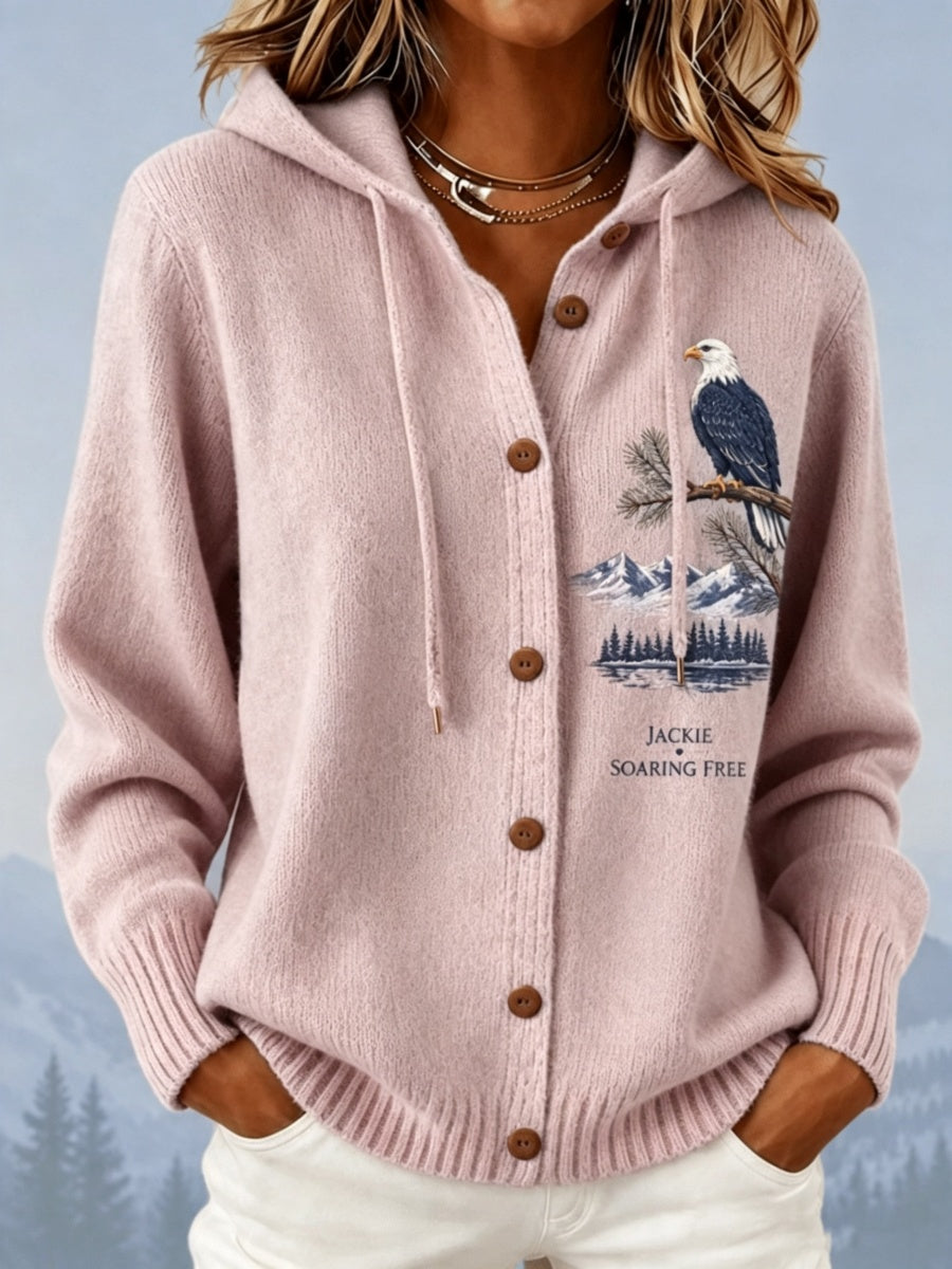 Women's Eagle Jackie Print Hooded Knit Sweatshirt