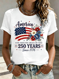 American Women'S 250Th Anniversary Cross Print Casual Top
