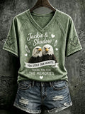 V Neck Retro Jackie & Shadow Print T-Shirt