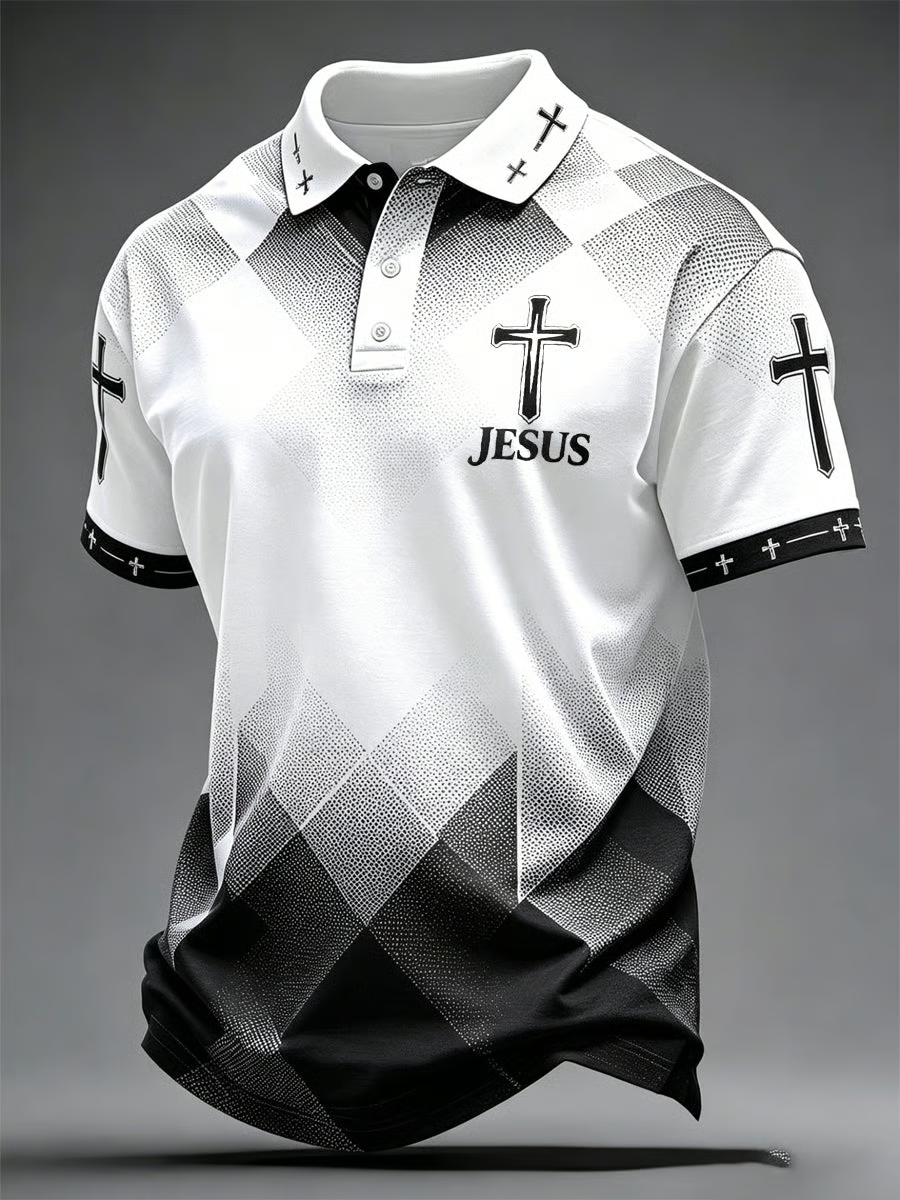 Men's Faith Print Casual Polo