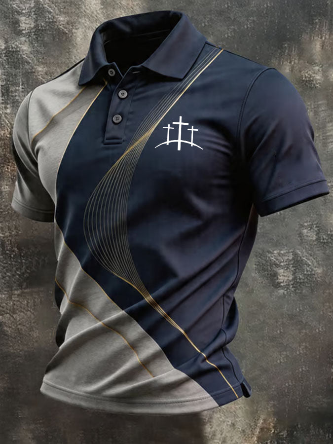 Men's Faith Cross Printed Polo Shirt