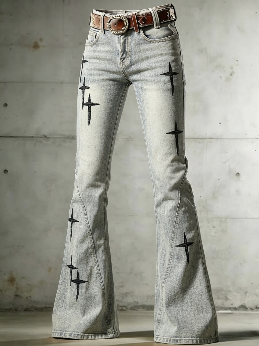 Women's Faith Art Printed Casual Jeans