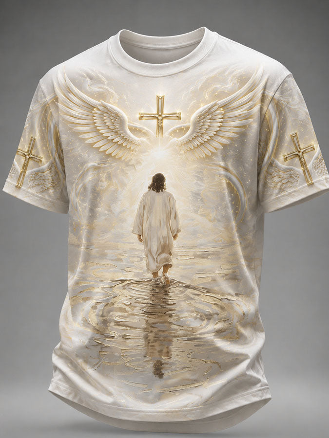 Men's Faith Cross Printed Casual T-shirt