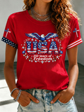 Women'S America Flag Printed Casual T-Shirt